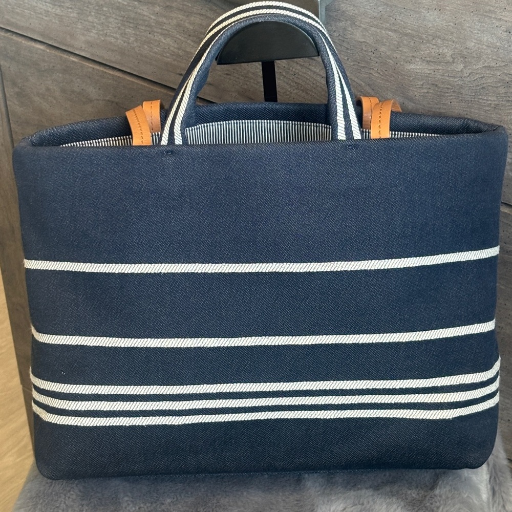 💙Chanel Blue Striped Large Denim Shopper Tote💙 - Picture 3 of 15